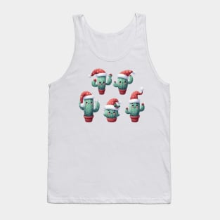 Cute Christmas Cactus Illustration Tank Top